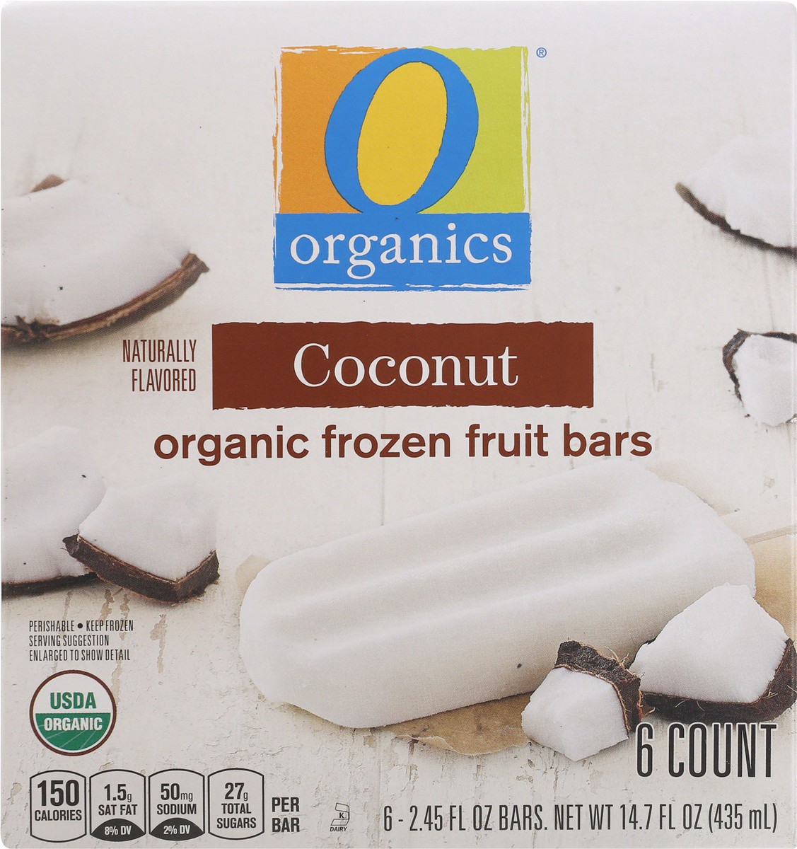 slide 6 of 9, O Organics Coconut Fruit Bars, 6 ct: 2.45 fl oz