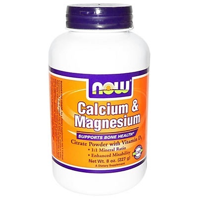 slide 1 of 2, NOW Calcium & Magneisum Citrate Powder, 8 oz