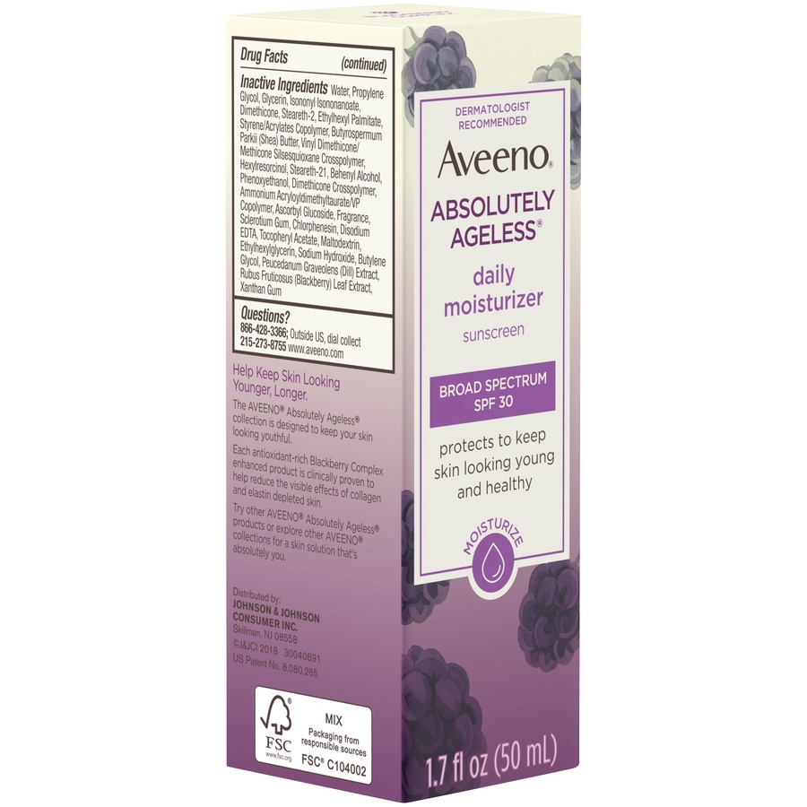 slide 2 of 6, Aveeno Absolutely Ageless Daily Moisturizer With Sunscreen Broad Spectrum SPF 30, 1.7 fl oz