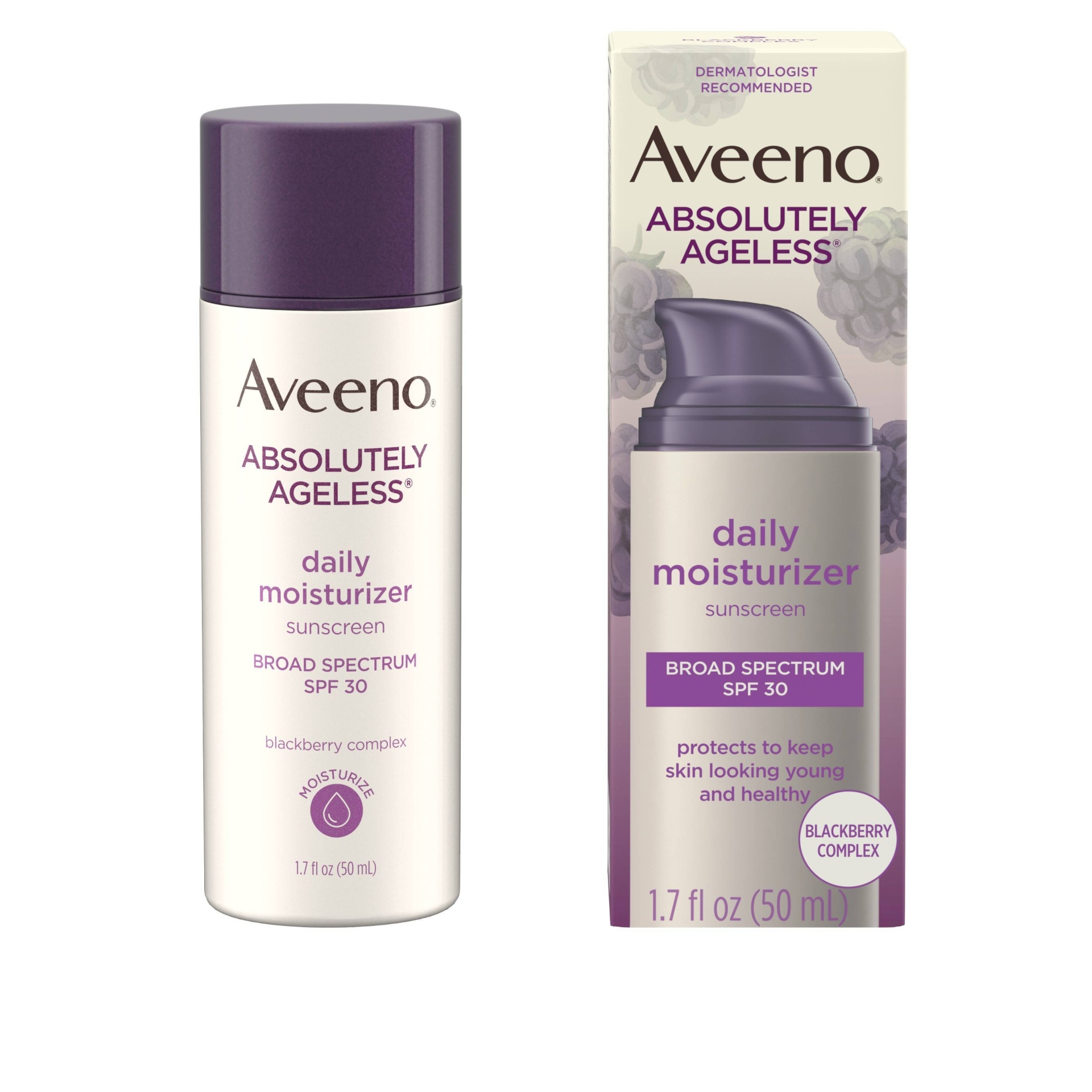 slide 1 of 6, Aveeno Absolutely Ageless Daily Moisturizer With Sunscreen Broad Spectrum SPF 30, 1.7 fl oz