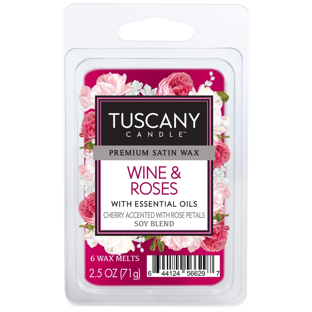 slide 1 of 1, Tuscany Candle Valentine's Wine & Roses Scented Wax Melts with Essential Oils, 2.5 oz