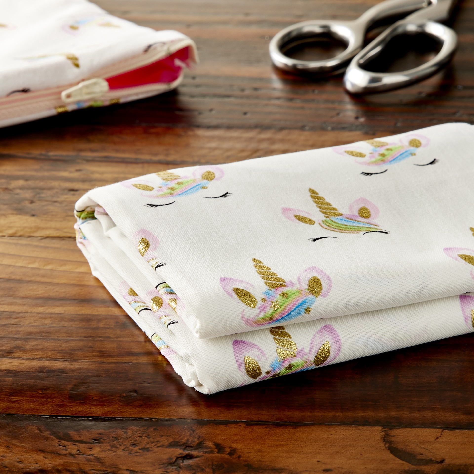 slide 3 of 4, White Unicorn Cotton Fabric Bundle By Loops & Threads, 1 yd