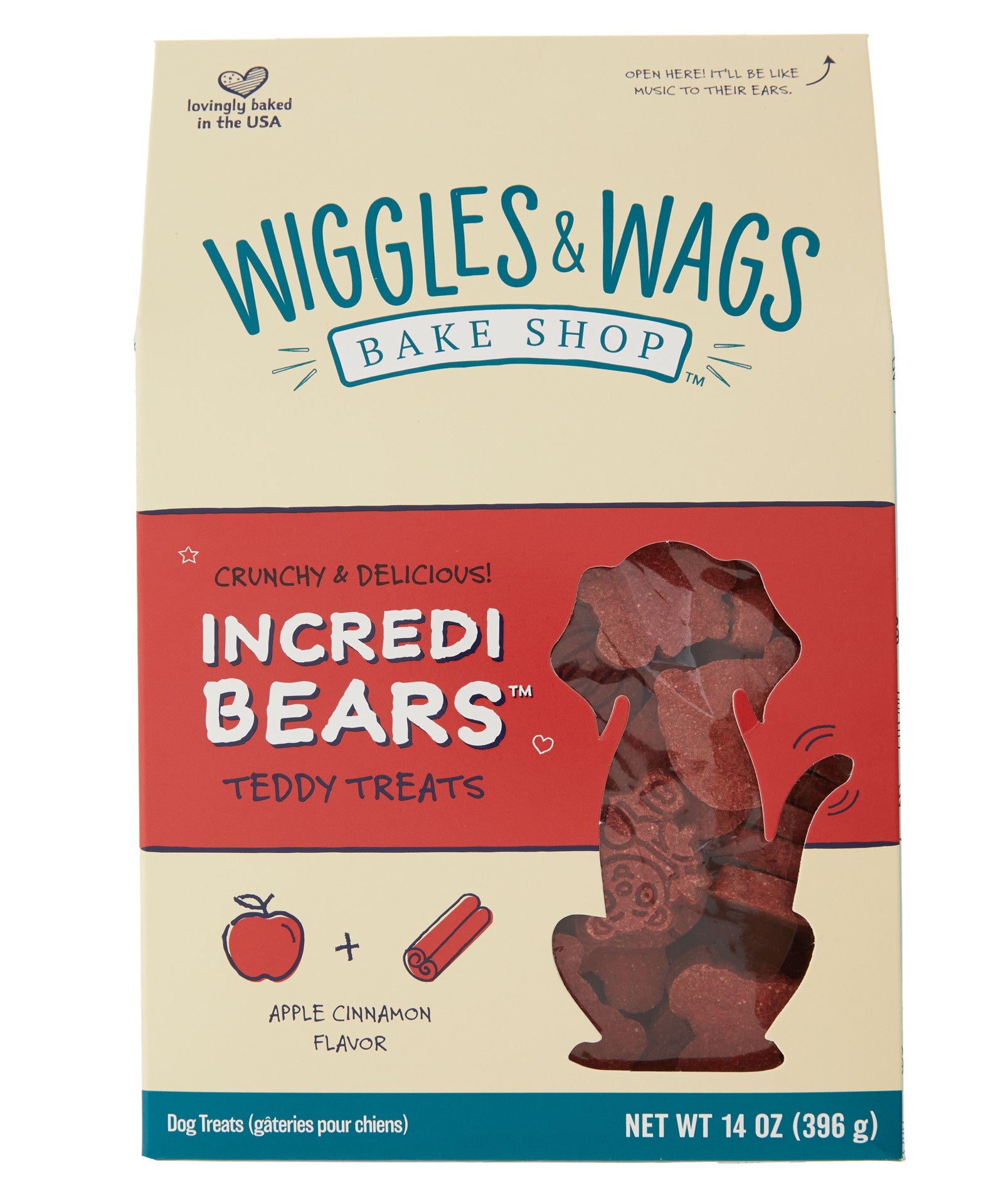 slide 1 of 1, Wiggles & Wags Bake Shop Incredi Bears Dog Crunchy Treat - Cinnamon & Apple, 14 Oz., 14 oz