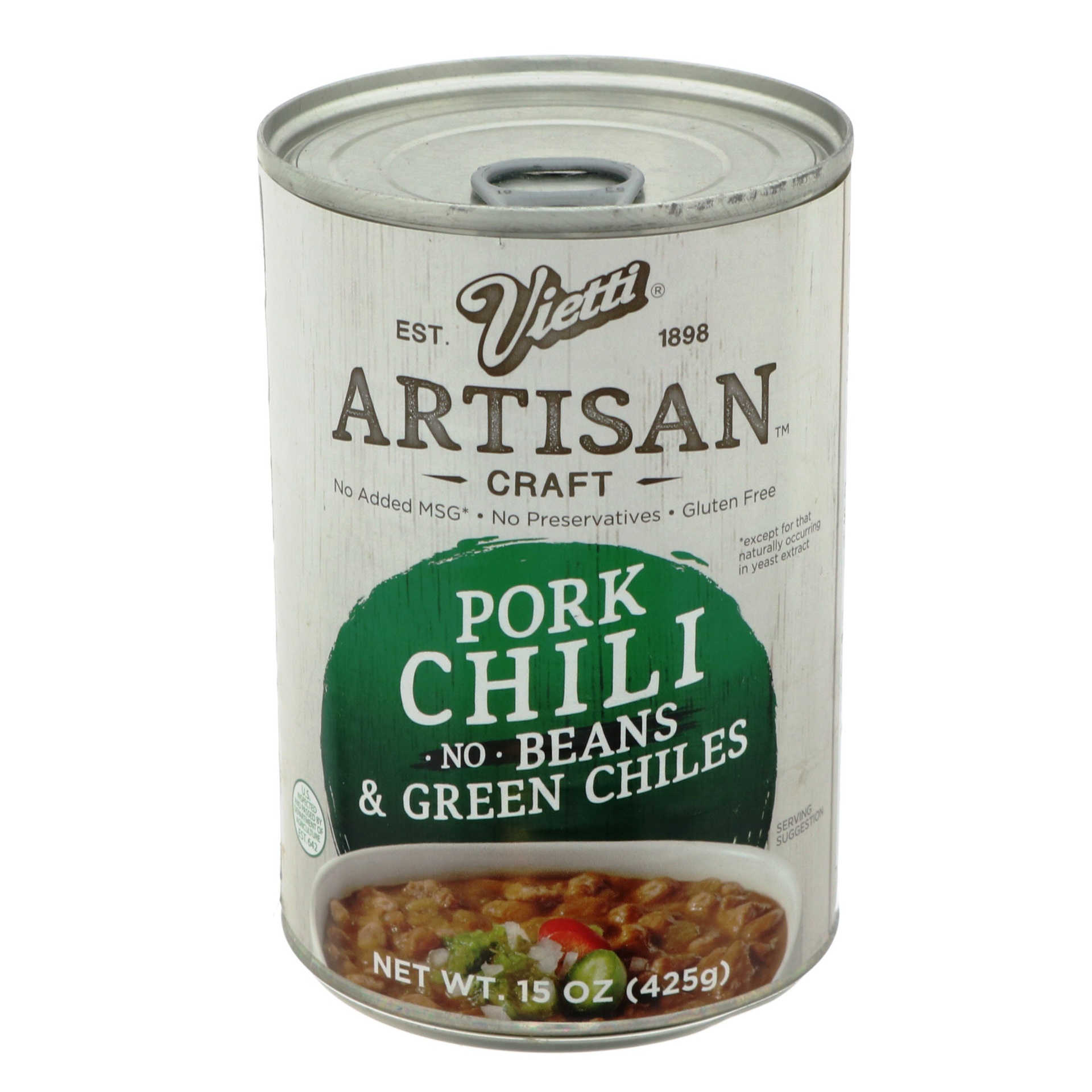 slide 1 of 1, Vietti Artisan Craft Pork Chili No Beans & Green Chiles, 15 oz