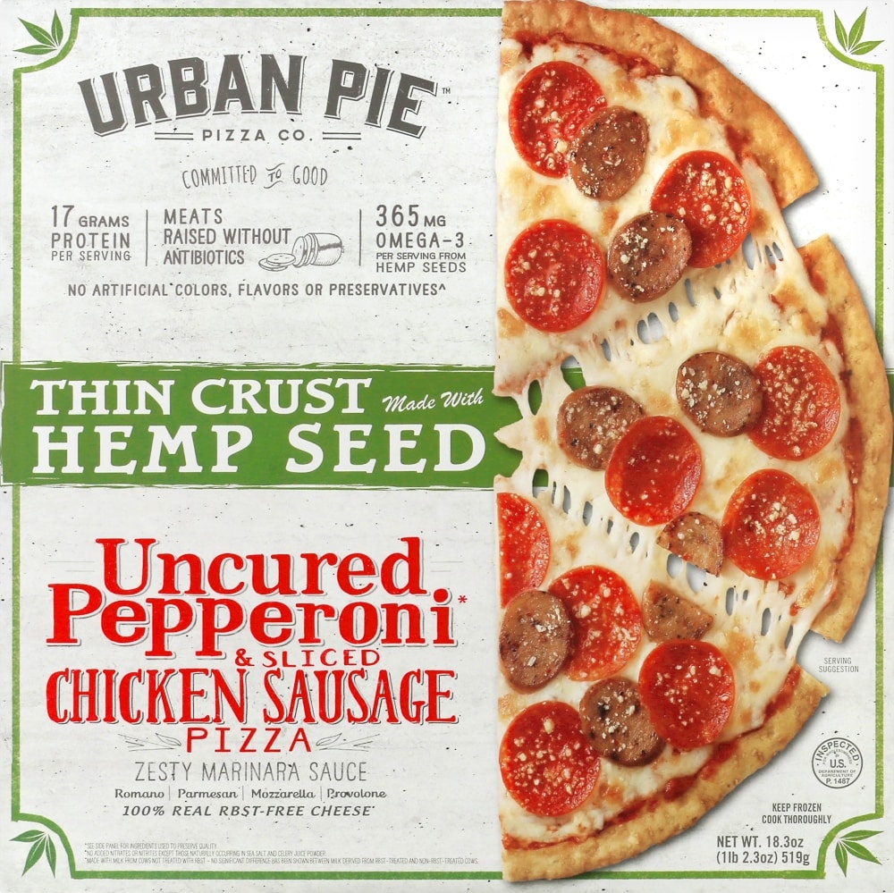 slide 1 of 1, Palermo's Urban Pie Pizza, Uncured Pepperoni & Sliced Chicken Sausage, Thin Crust, 18.3 oz