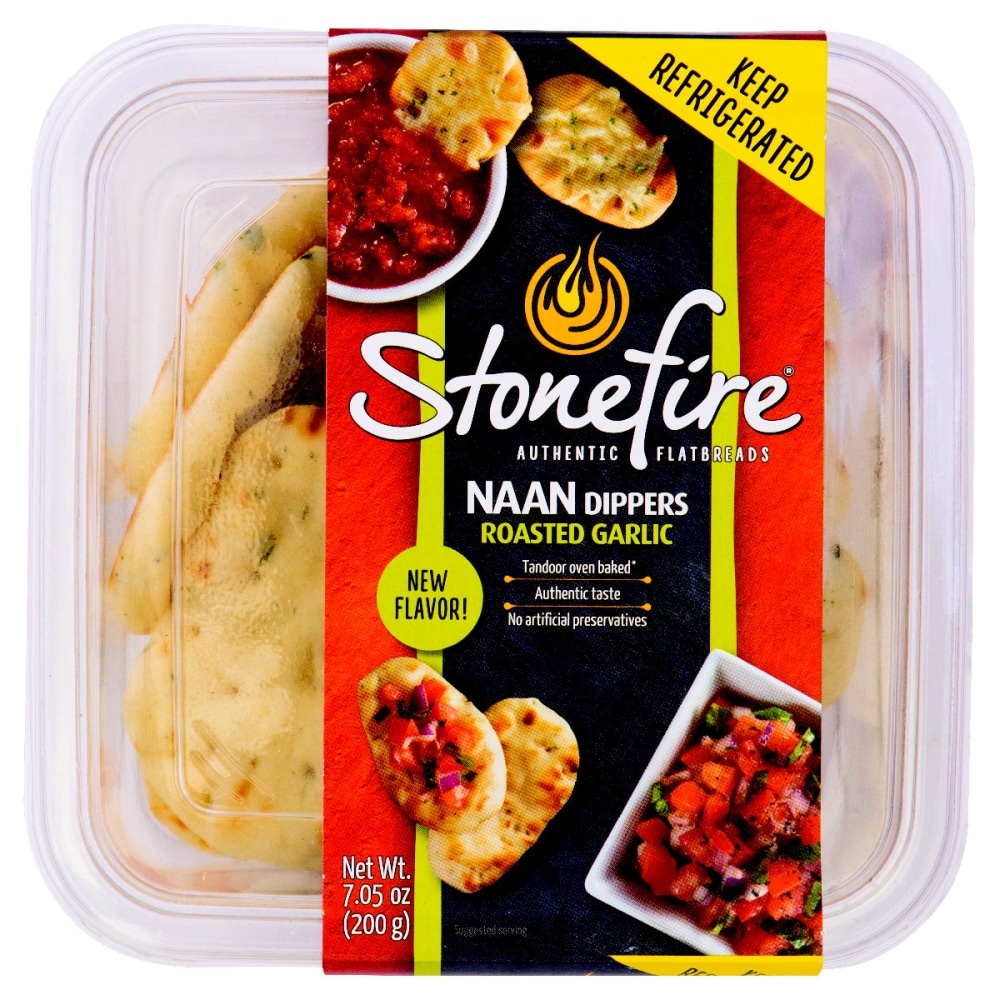 slide 1 of 1, Stonefire Roasted Garlic Naan Dippers, 7.05 oz