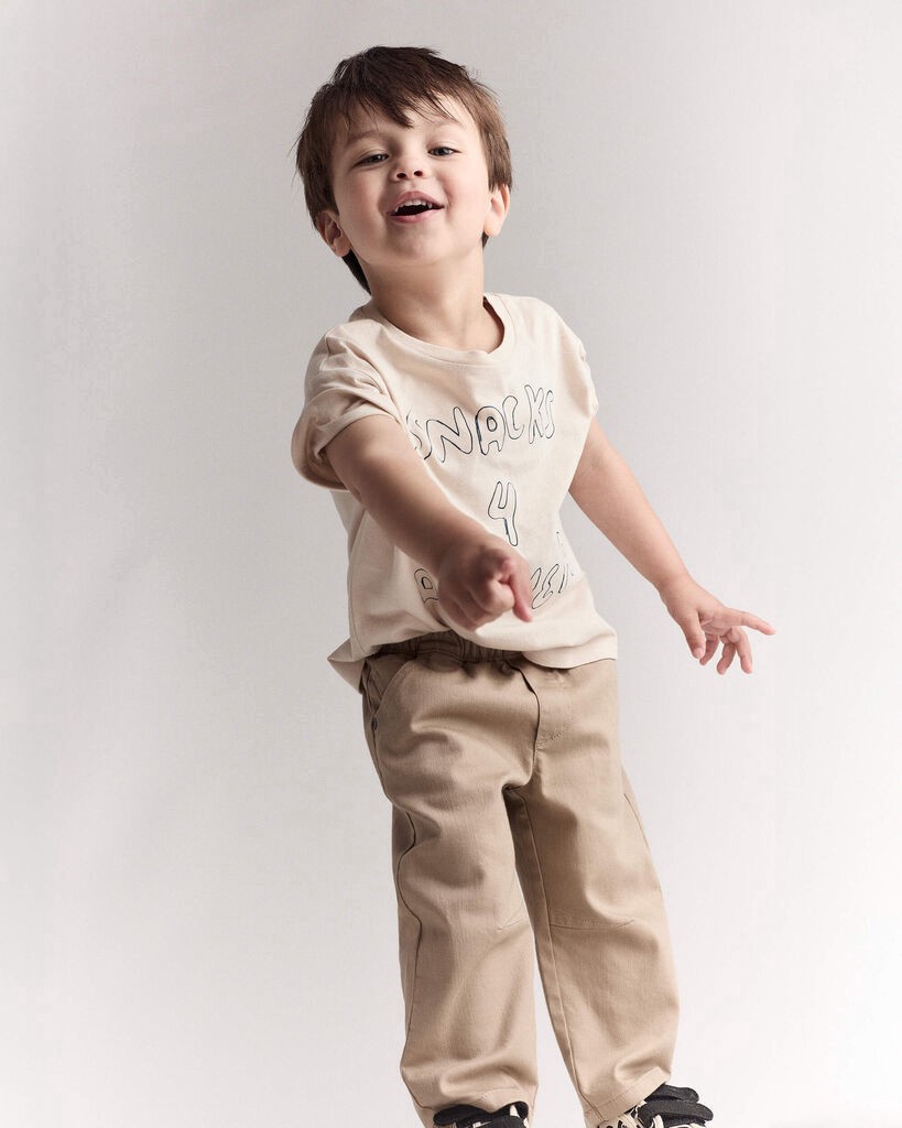 slide 3 of 6, Otteravenue Toddler Boy Snacks 4 Dinner Short-Sleeve Graphic Tee - Khaki Khaki 18M, 1 ct