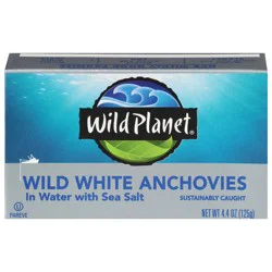Wild Planet Wild White Anchovies, In Water With Sea Salt