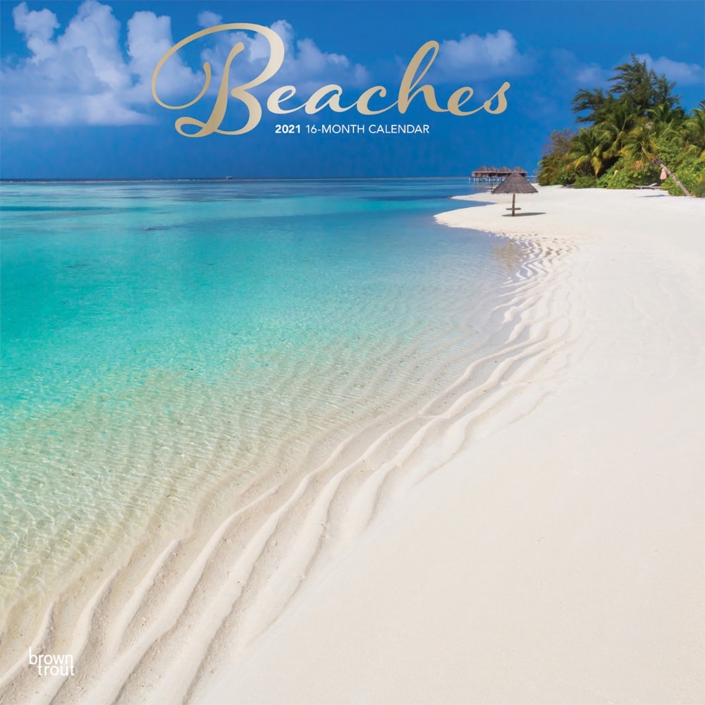 slide 1 of 1, 2021 Beaches 16-Month Wall Calendar By Browntrout, 1 ct