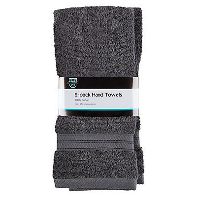 slide 1 of 1, All About U Hand Towel Gray, 2 ct