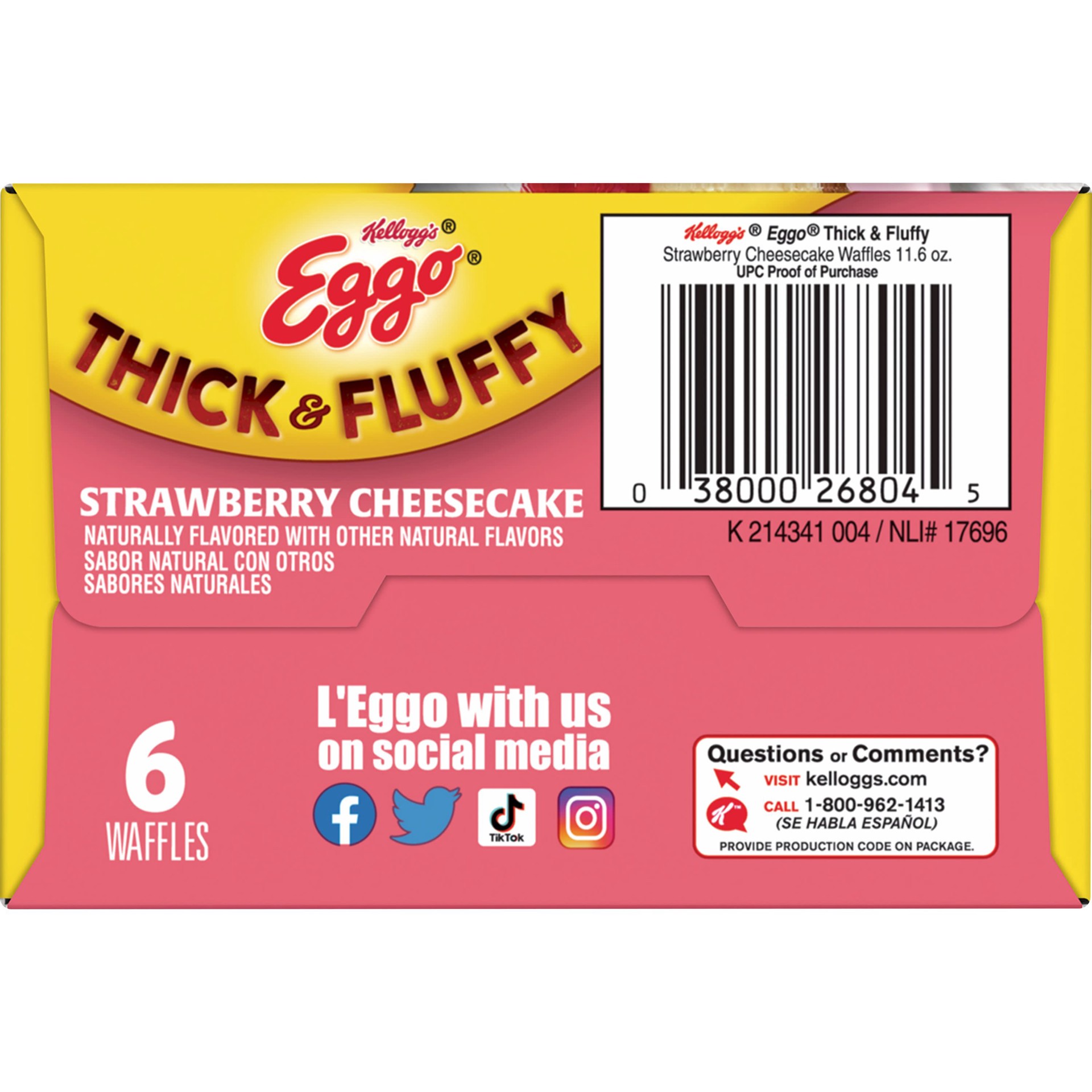 slide 2 of 5, Eggo Kellogg's Eggo Thick and Fluffy Strawberry Cheesecake Frozen Waffles, 11.6 oz