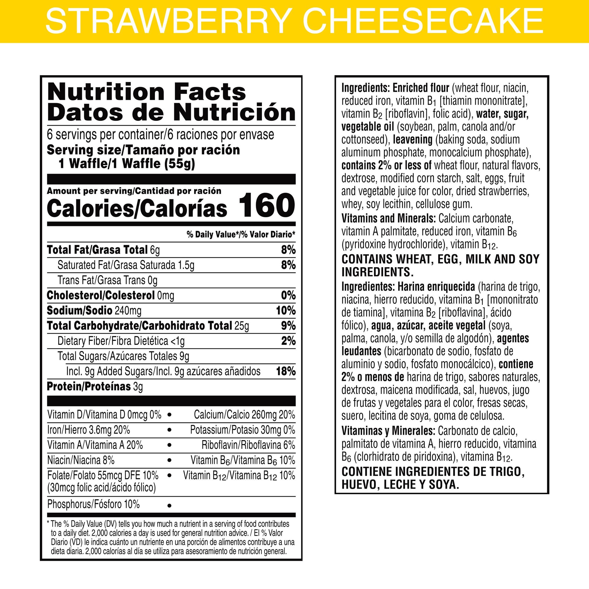 slide 4 of 5, Eggo Kellogg's Eggo Thick and Fluffy Strawberry Cheesecake Frozen Waffles, 11.6 oz