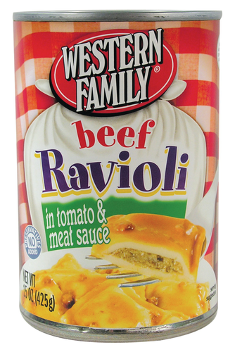 slide 1 of 1, Western Family Beef Ravioli Tomato Sauce, 15 oz