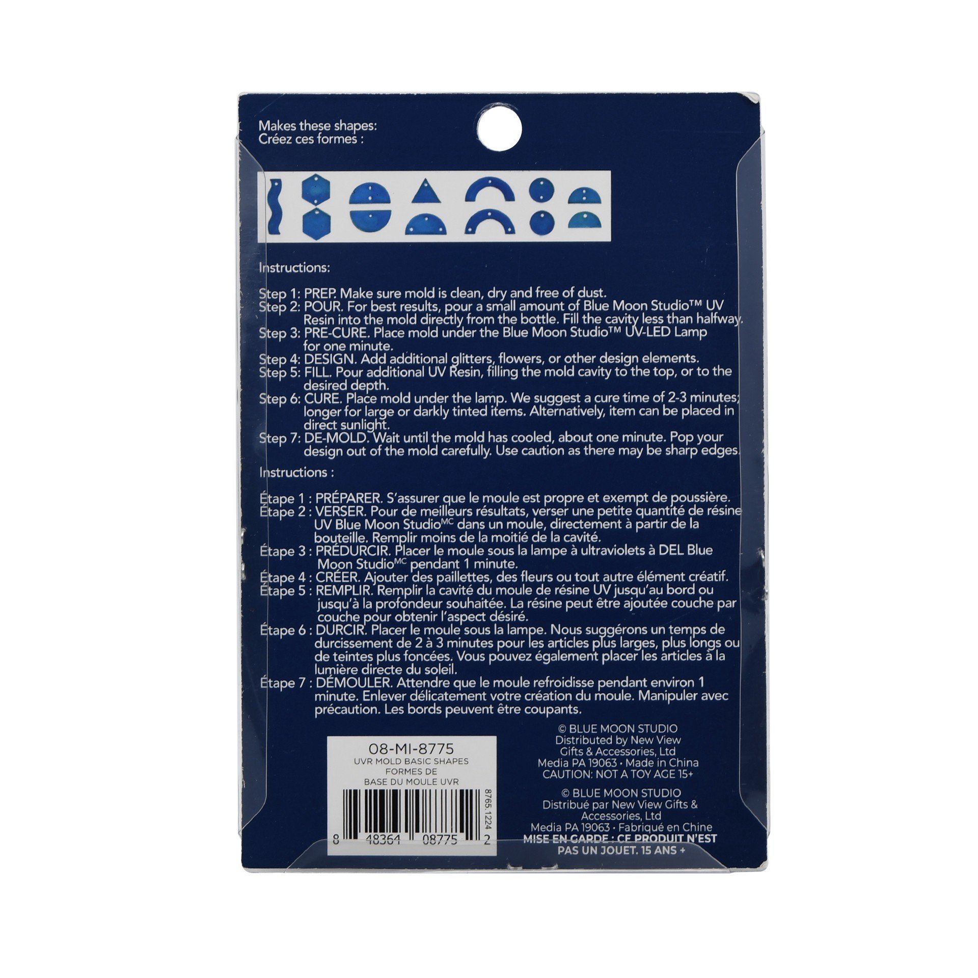 slide 5 of 5, Blue Moon Studio Uv Resin Craft Basic Shapes Silicone Mold, 3.15 in x 3.54 in x 0.47 in