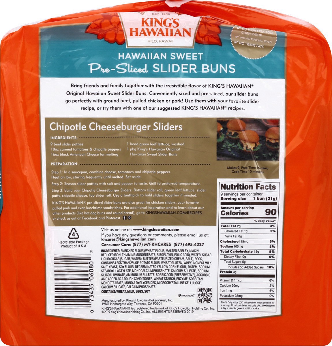 slide 27 of 34, King's Hawaiian Original Hawaiian Sweet Pre-Sliced Slider Buns 9PK, 9 ct