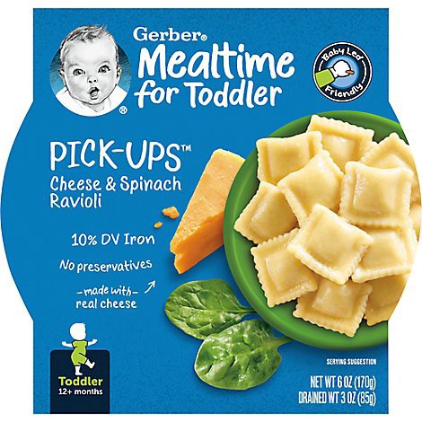 slide 1 of 1, Gerber Pick Ups Cheese And Spinach Ravioli Toddler Meal Tray - 6 Oz, 6 oz