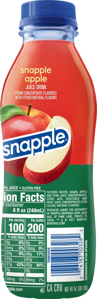 slide 4 of 7, Snapple Apple, 16 fl oz recycled plastic bottle, 16 fl oz