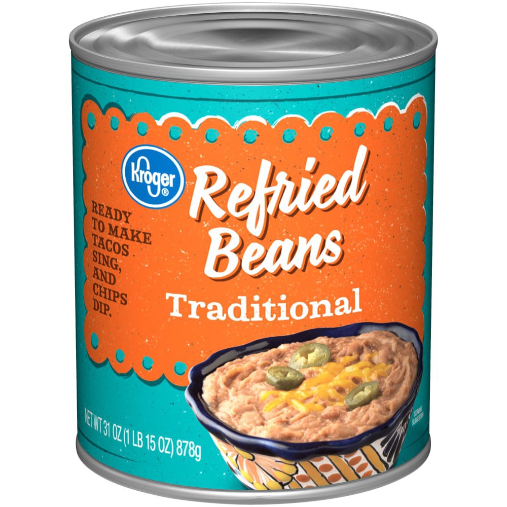 slide 3 of 4, Kroger Mexican Style Refried Beans, 31 oz