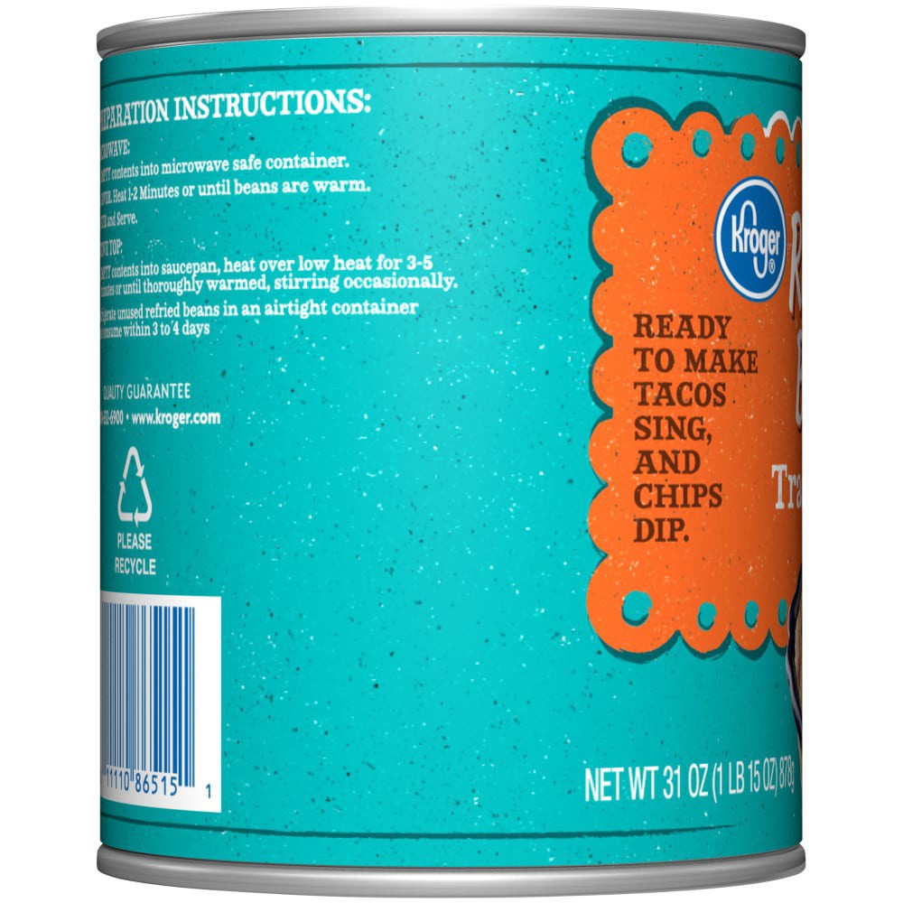 slide 4 of 4, Kroger Mexican Style Refried Beans, 31 oz