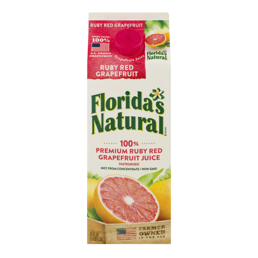 slide 1 of 3, Florida's Natural 100 Premium Juice Ruby Red Grapefruit, 52 fl oz