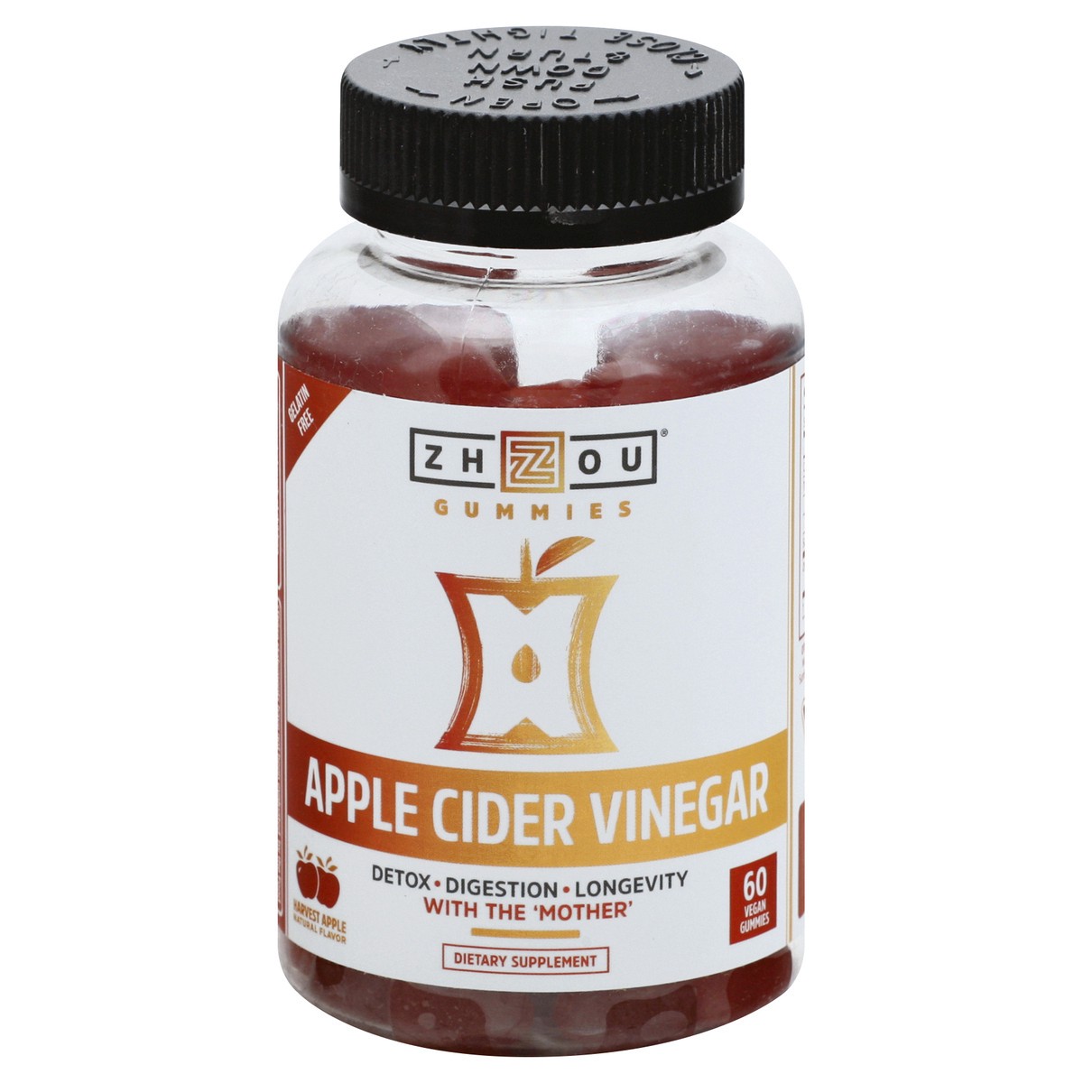 slide 1 of 1, Zhou Vegan Gummies Harvest Apple Apple Cider Vinegar 60 ea, 60 ct
