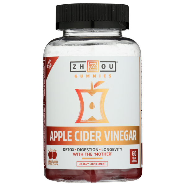 slide 1 of 1, Zhou Apple Cider Vinegar Harvest Apple Flavor Vegan Gummies, 60 ct