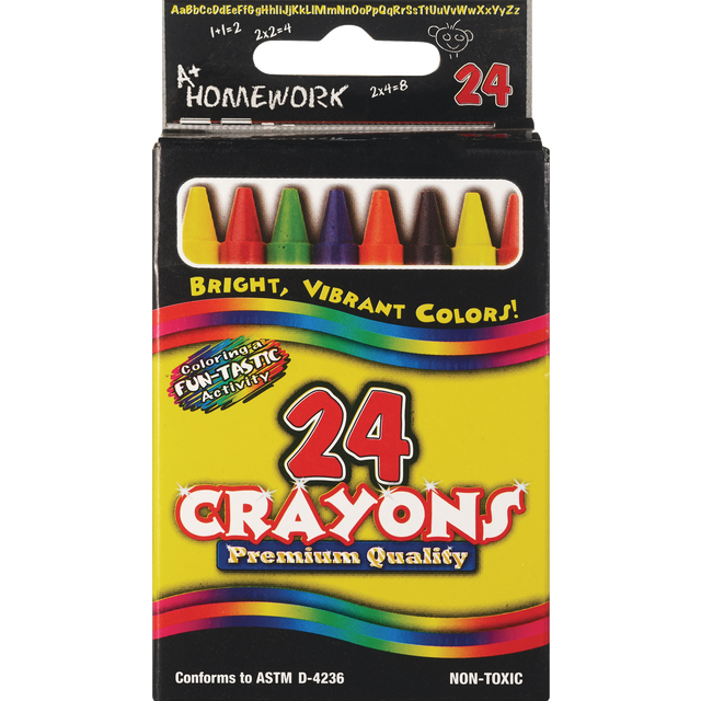 slide 1 of 1, A Plus Homework Tape-It 24 Count Crayons 1 Each, 1 ct