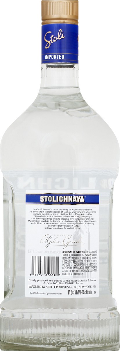 slide 5 of 8, Stoli Premium Blueberry Flavored Vodka 1.75 lt, 1.75 liter