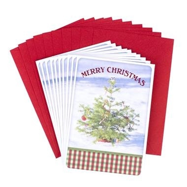 slide 1 of 1, Hallmark Christmas Cards Pack, Christmas Tree In Snow (10 Cards With Envelopes), 10 ct