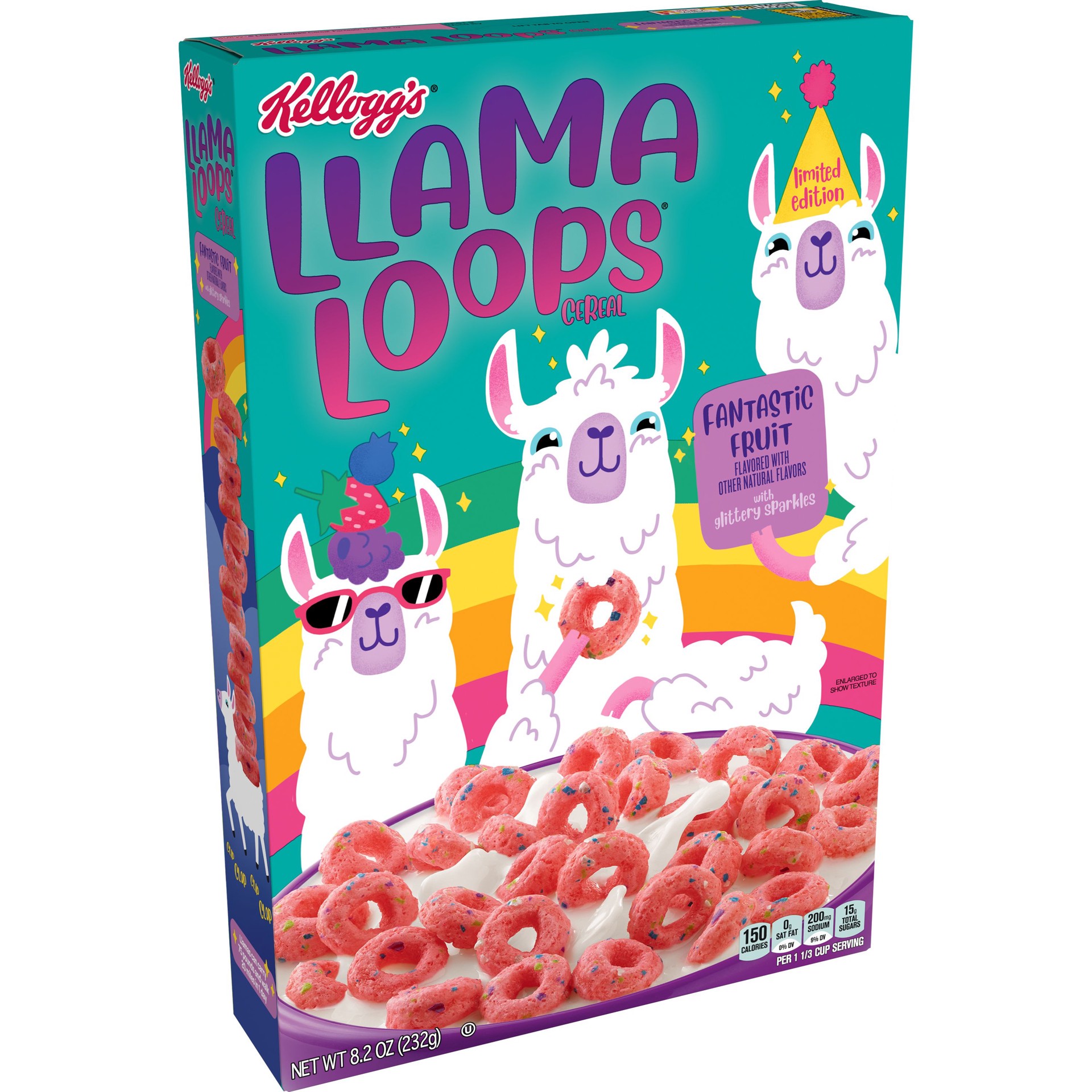 slide 1 of 5, Llama Loops Fantastic Fruit with Glittery Sparkles Breakfast Cereal, 8.2 oz