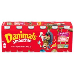 Danimals Smoothie Strawberry Banana and Raspberry Dairy Drink Multi-Pack, Creamy and Delicious Low Fat Snacks for Kids, 12 Ct, 3.1 oz Smoothie Bottles​​
