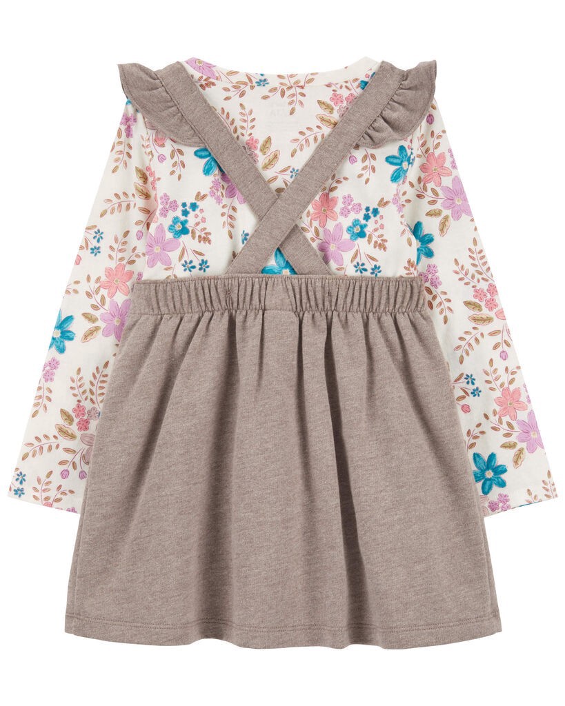 slide 3 of 5, Carter's Toddler 2-Piece Floral Tee & Flutter Dress Set Brown 3T, 1 ct