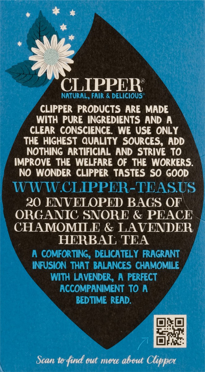 slide 13 of 14, Clipper Envelopes Snore & Peace Organic Chamomile & Lavender Herbal Tea - 20 ct, 20 ct