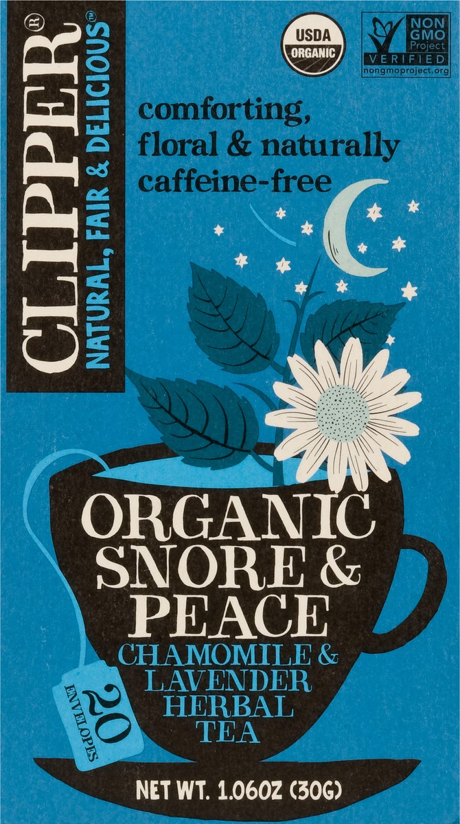 slide 3 of 14, Clipper Envelopes Snore & Peace Organic Chamomile & Lavender Herbal Tea - 20 ct, 20 ct