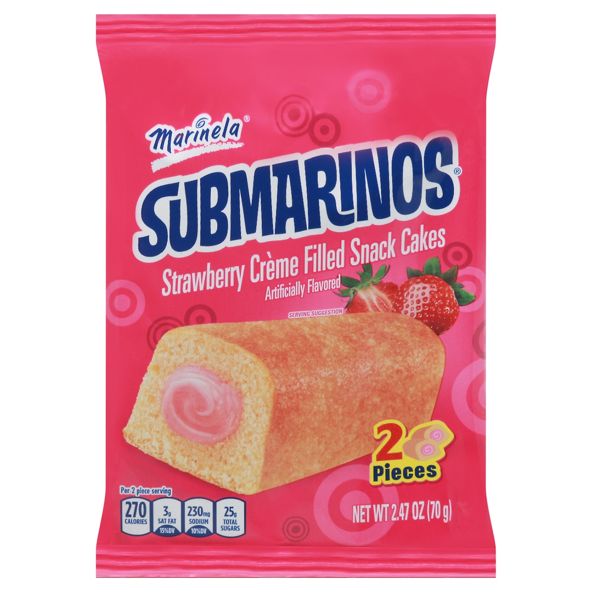 Marinela Submarinos Strawberry Crème Filled Snack Cakes 2 Pieces 2 ea 2