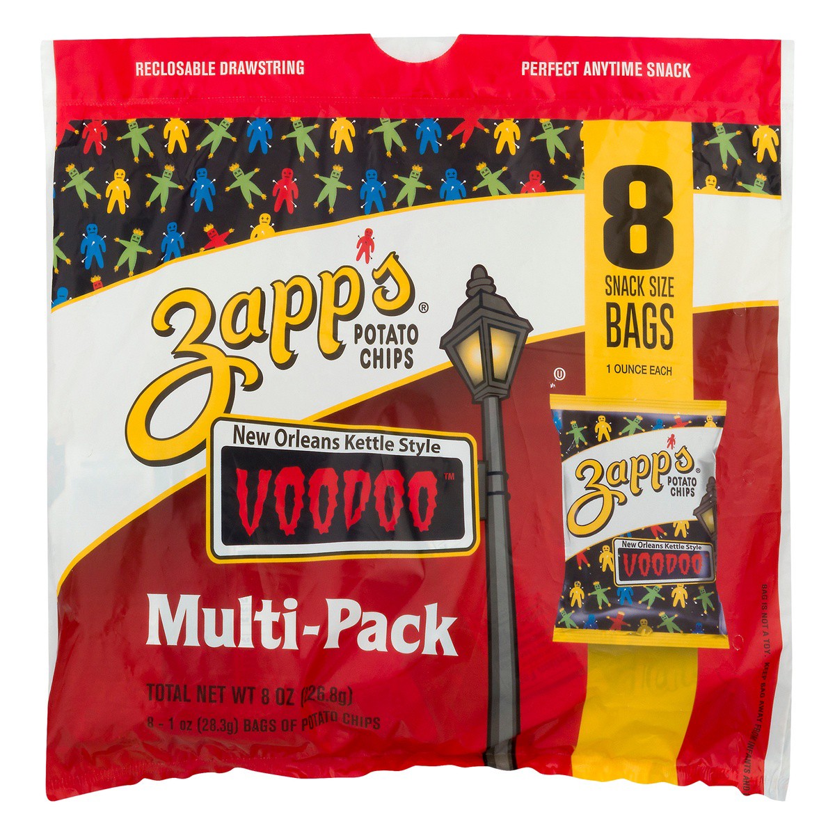 slide 1 of 9, Zapp's Zapps Multi-Pack New Orleans Kettle Style Voodoo Potato Chips 8-1 Oz, 8 ct; 8 oz