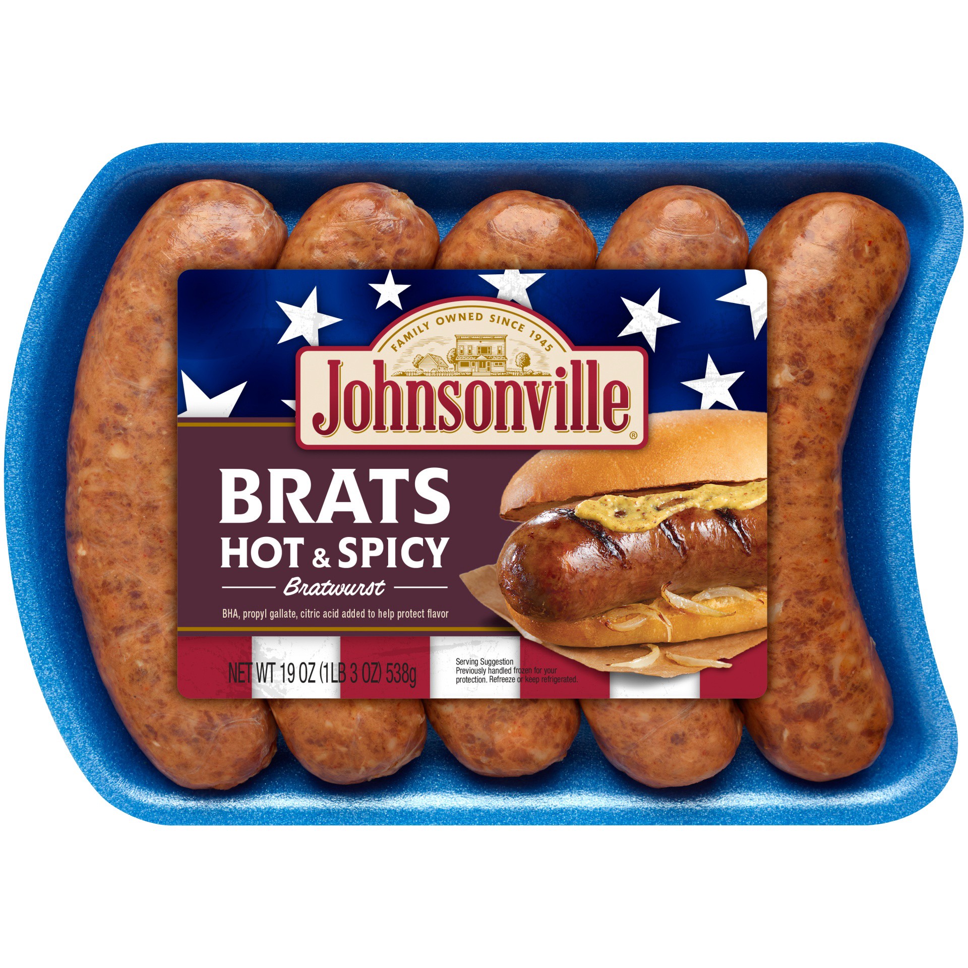 slide 3 of 3, Johnsonville Bratwurst 19 oz, 19 oz