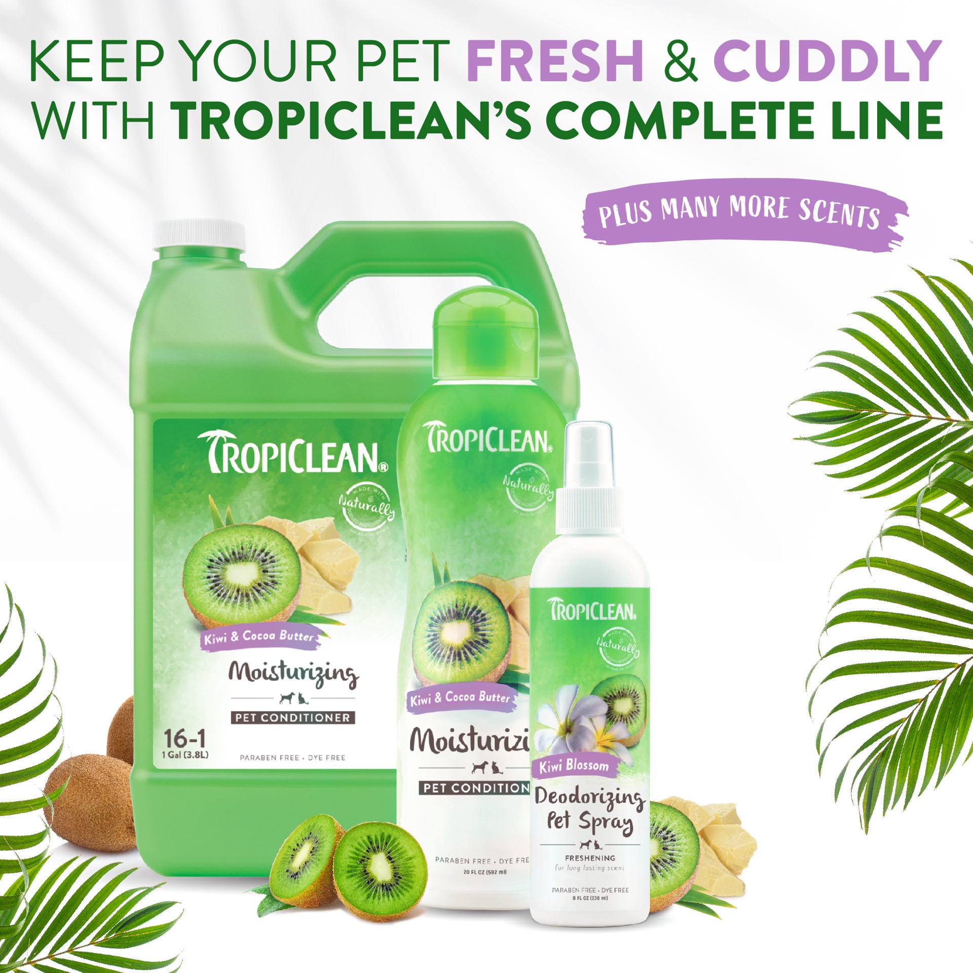 slide 7 of 10, TropiClean Kiwi Blossom Deodorizing Spray for Pets, 8oz, 8 fl oz