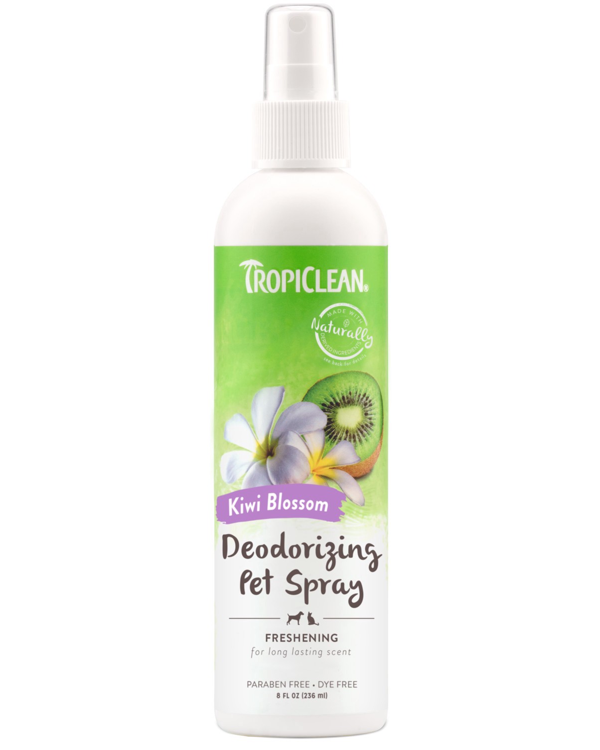 slide 1 of 10, TropiClean Kiwi Blossom Deodorizing Spray for Pets, 8oz, 8 fl oz