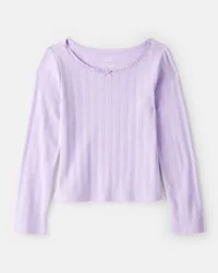 Carter's Carters Girls Pointelle Long-Sleeve Top - Purple Lavender 12