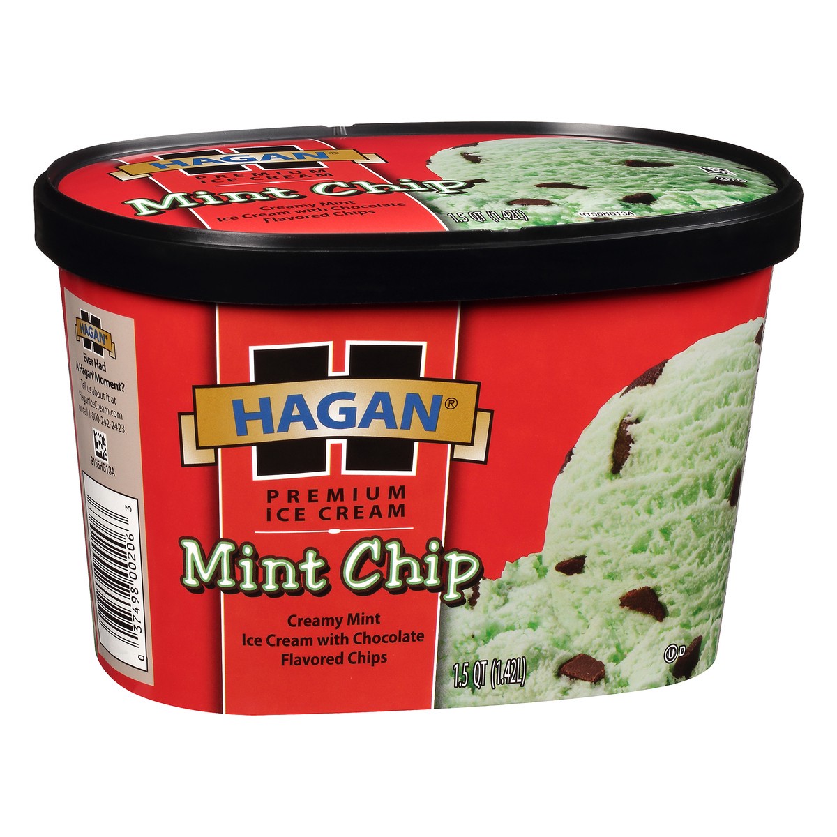 slide 4 of 10, Hagan Mint Chip Premium Ice Cream 1.5 qt. Tub, 1.42 liter