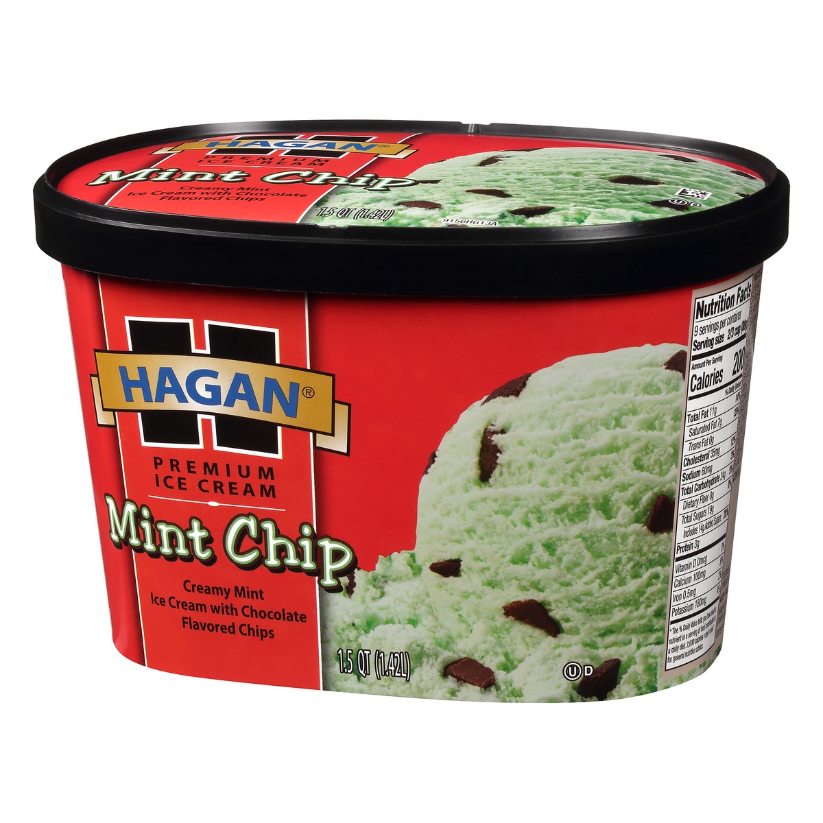 slide 9 of 10, Hagan Mint Chip Premium Ice Cream 1.5 qt. Tub, 1.42 liter