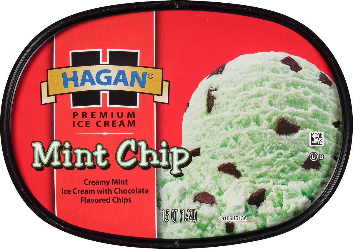 slide 8 of 10, Hagan Mint Chip Premium Ice Cream 1.5 qt. Tub, 1.42 liter