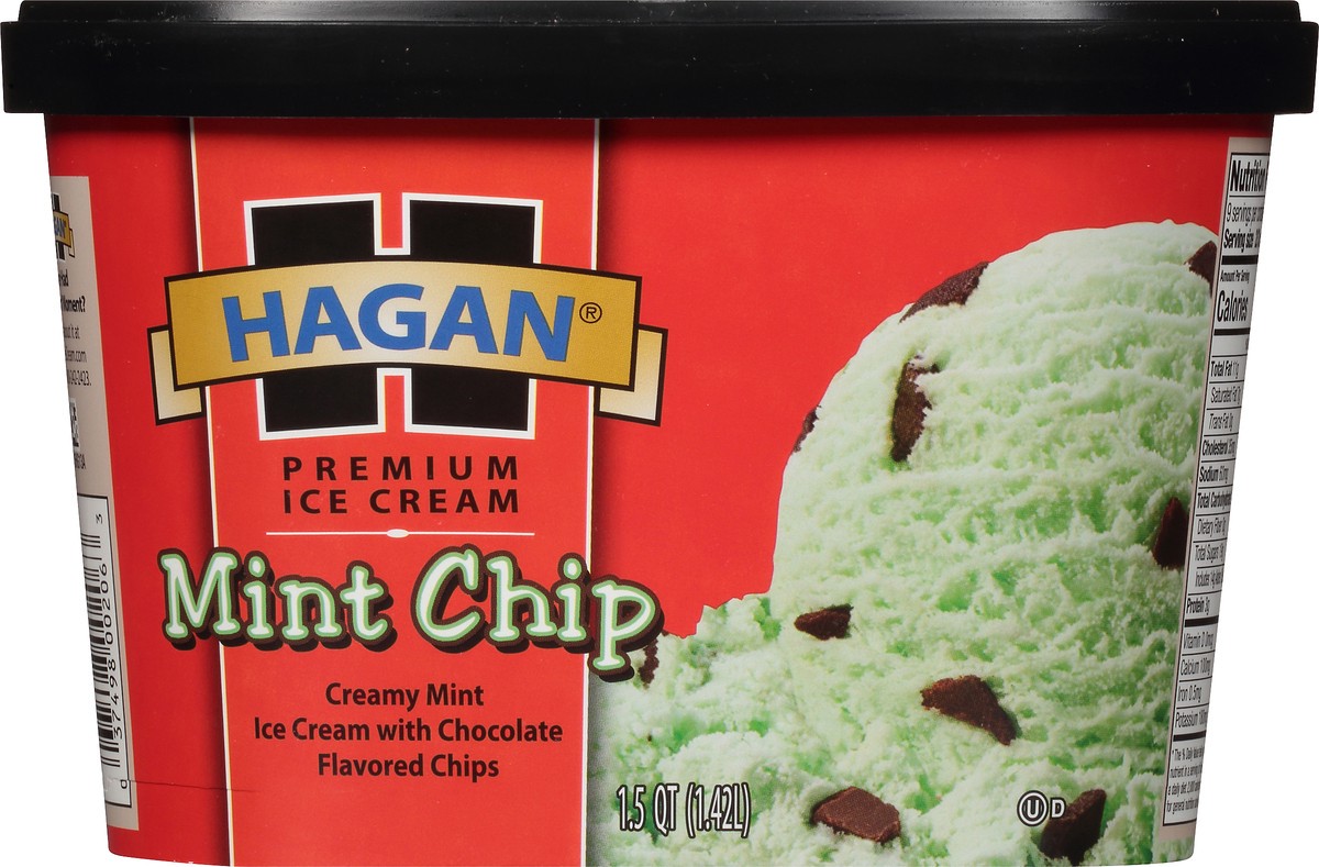 slide 7 of 10, Hagan Mint Chip Premium Ice Cream 1.5 qt. Tub, 1.42 liter