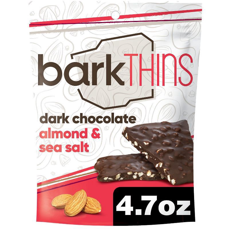 slide 1 of 44, barkTHINS Dark Chocolate Almond With Sea Salt Bark Snacking Chocolate, 4.7 oz