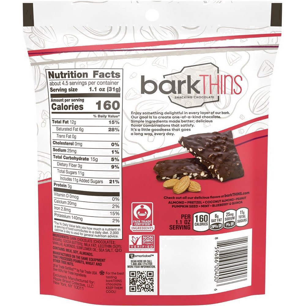 slide 3 of 44, barkTHINS Dark Chocolate Almond With Sea Salt Bark Snacking Chocolate, 4.7 oz