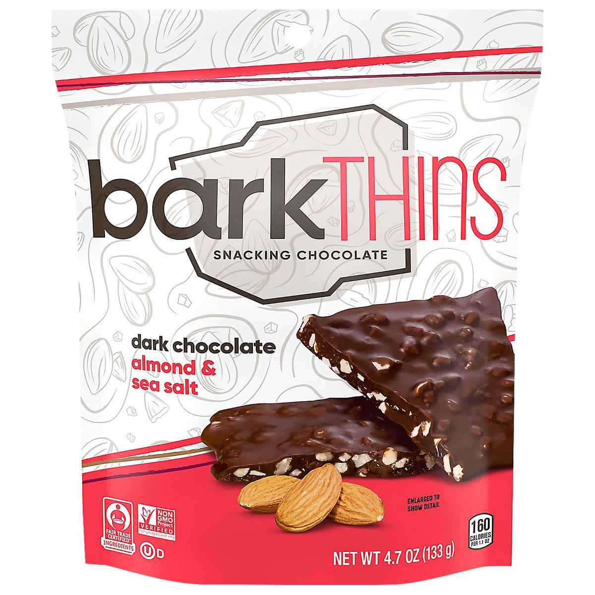 slide 1 of 5, barkTHINS Dark Chocolate Almond With Sea Salt Bark Snacking Chocolate, 4.7 oz