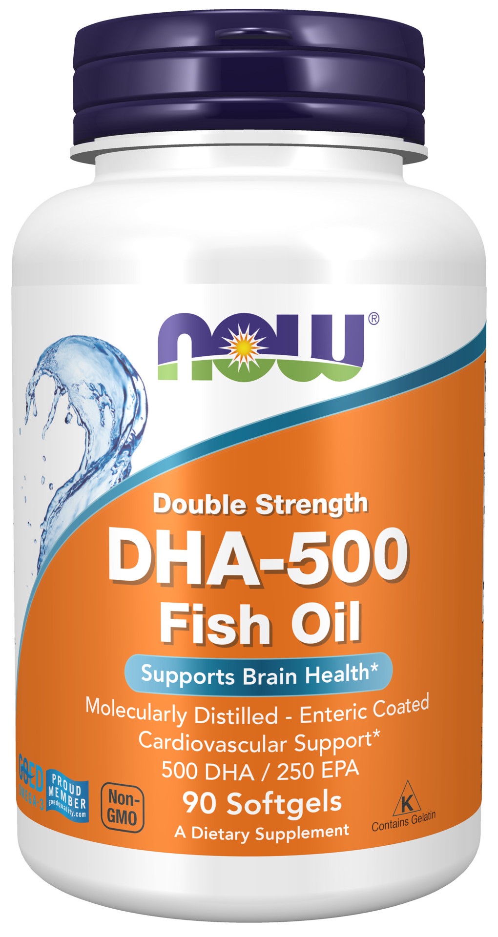 slide 1 of 4, NOW DHA-500 Fish Oil, Double Strength - 90 Softgels, 90 ct