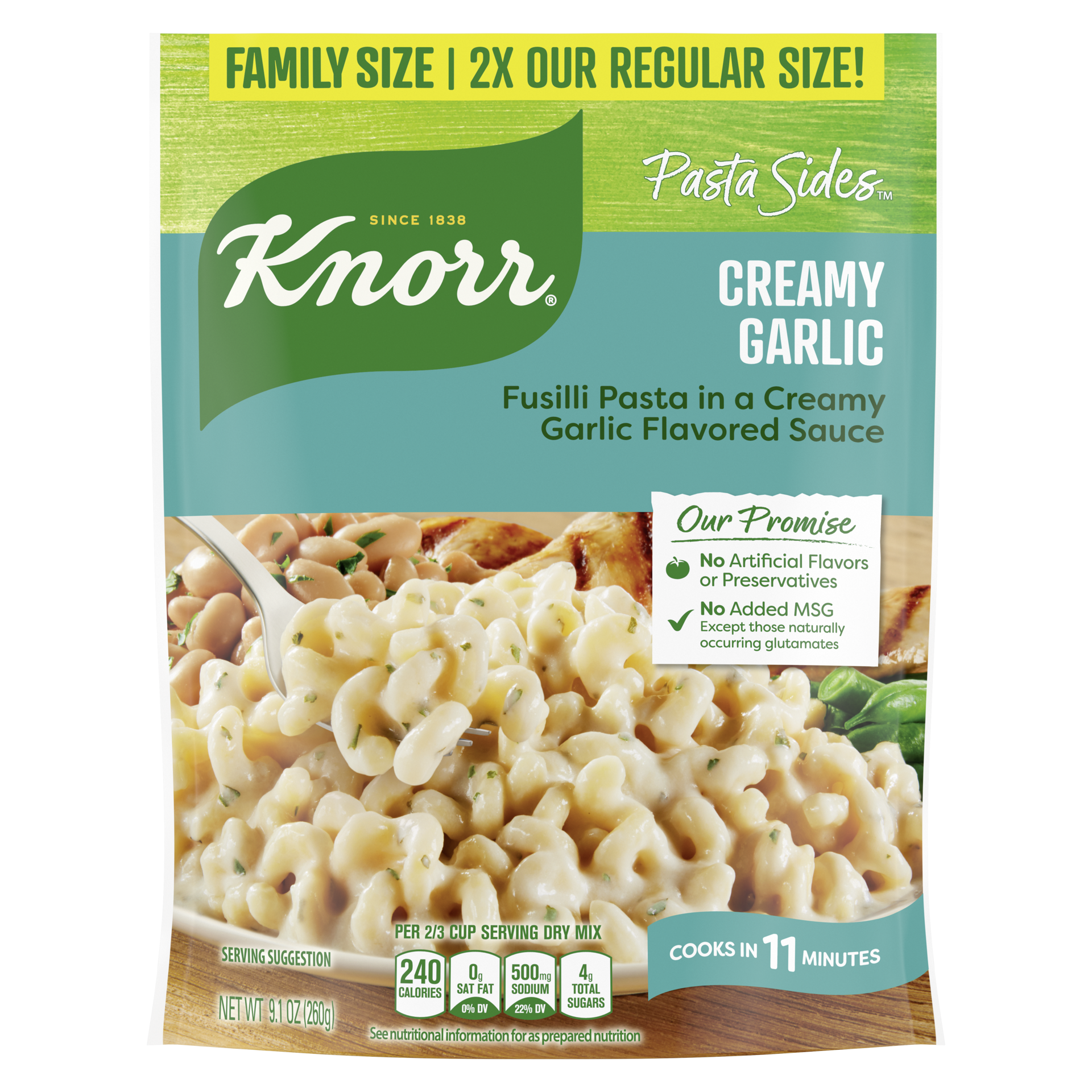 slide 4 of 4, Knorr Family Size Creamy Garlic Pasta Sides 9.1 oz, 9.10 oz