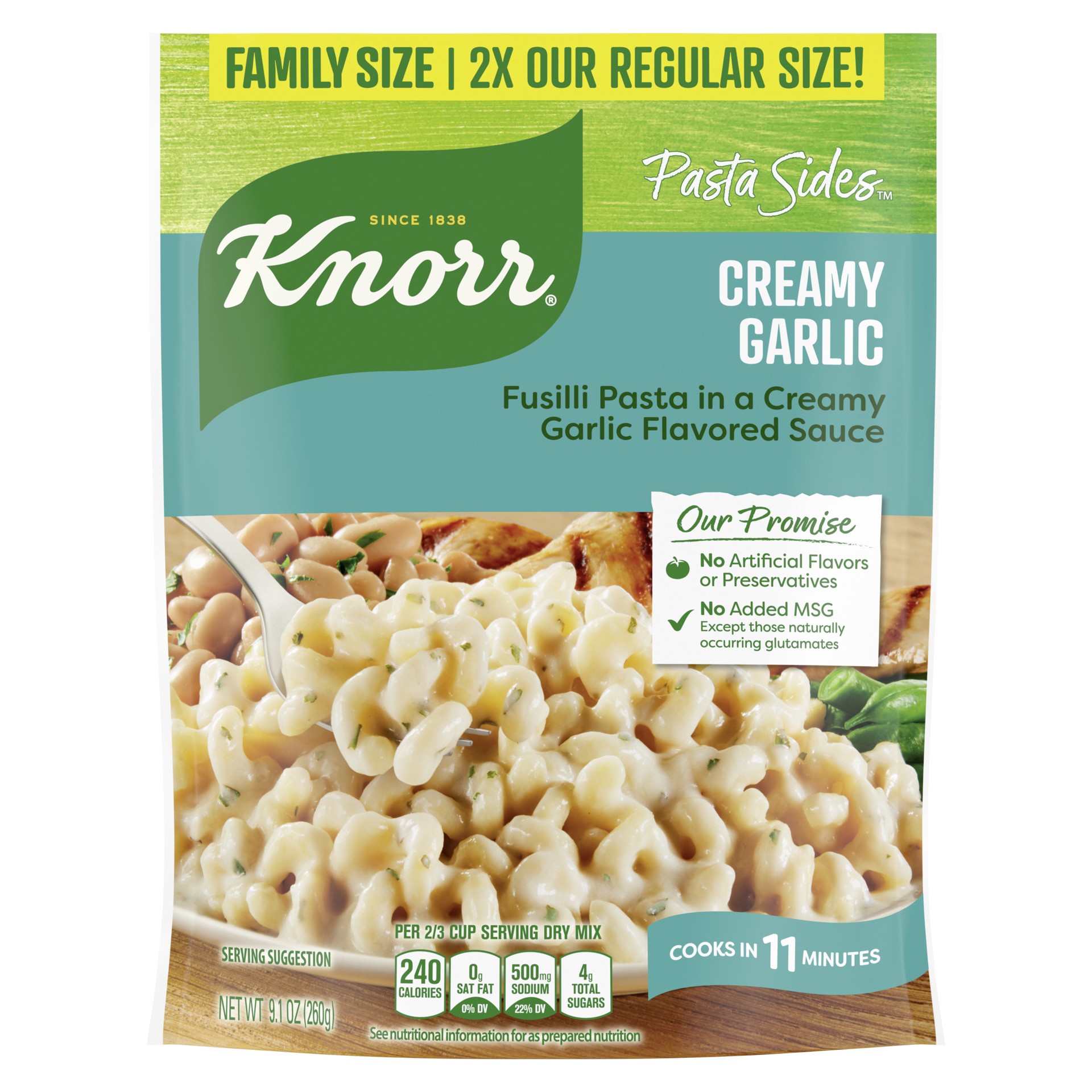 slide 1 of 4, Knorr Pasta Side Dish Creamy Garlic - Family Pack, 9.1 OZ, 9.1 oz